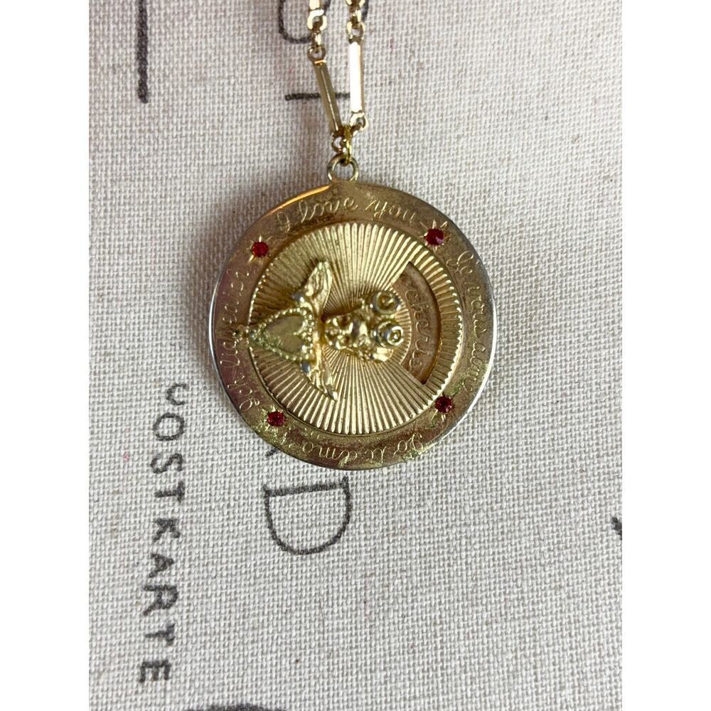 B11 Kramer Vintage Necklace I Love You Medallion Angel Heart - Picture 7 of 13